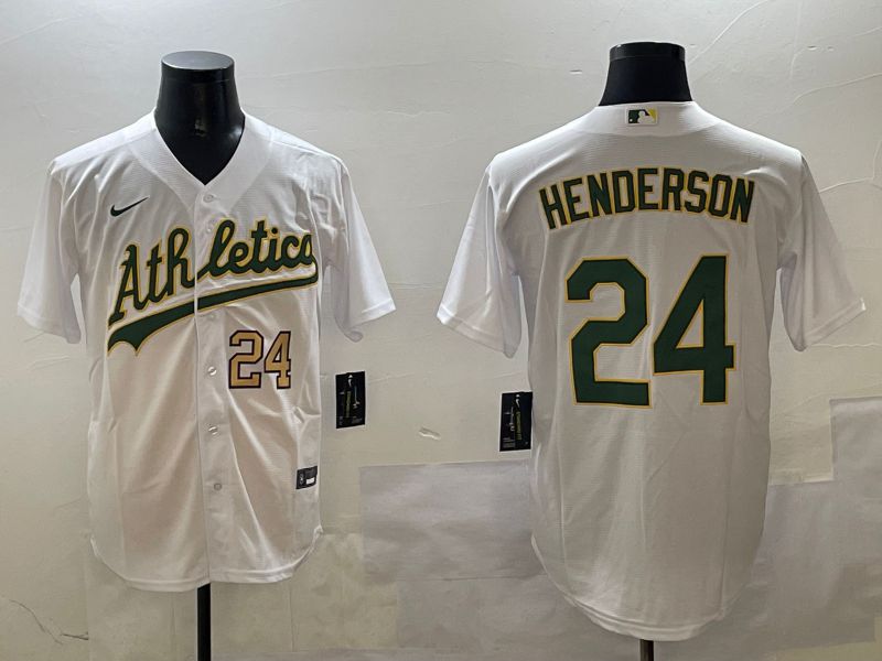 Men Oakland Athletics #24 Henderson White Game 2025 Nike MLB Jersey style 4